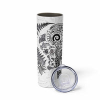New Zealand Sea Animals Skinny Tumbler with Maori Koru Tribal Tattoo and Silver Ferns White Color LT03 - Polynesian Pride