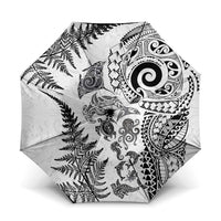 New Zealand Sea Animals Umbrella with Maori Koru Tribal Tattoo and Silver Ferns White Color LT03 One Size Folded 11.42 inch Opened Diameter 37.4 inch White - Polynesian Pride