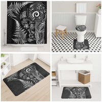 New Zealand Sea Animals Bathroom Set with Maori Koru Tribal Tattoo and Silver Ferns Black Color LT03 - Polynesian Pride