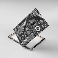 New Zealand Sea Animals Canvas Wall Art with Maori Koru Tribal Tattoo and Silver Ferns Black Color LT03 With Frame Black - Polynesian Pride