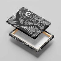 New Zealand Sea Animals Canvas Wall Art with Maori Koru Tribal Tattoo and Silver Ferns Black Color LT03 - Polynesian Pride