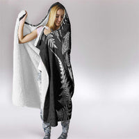 New Zealand Sea Animals Hooded Blanket with Maori Koru Tribal Tattoo and Silver Ferns Black Color LT03 - Polynesian Pride