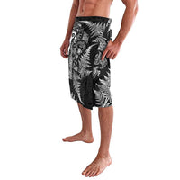 New Zealand Sea Animals Lavalava with Maori Koru Tribal Tattoo and Silver Ferns Black Color LT03 - Polynesian Pride