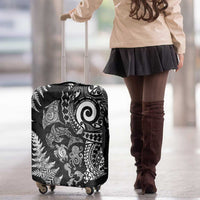New Zealand Sea Animals Luggage Cover with Maori Koru Tribal Tattoo and Silver Ferns Black Color LT03 - Polynesian Pride