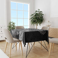 New Zealand Sea Animals Tablecloth with Maori Koru Tribal Tattoo and Silver Ferns Black Color LT03 - Polynesian Pride