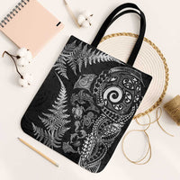 New Zealand Sea Animals Tote Bag with Maori Koru Tribal Tattoo and Silver Ferns Black Color LT03 Black Strap One Size Black - Polynesian Pride