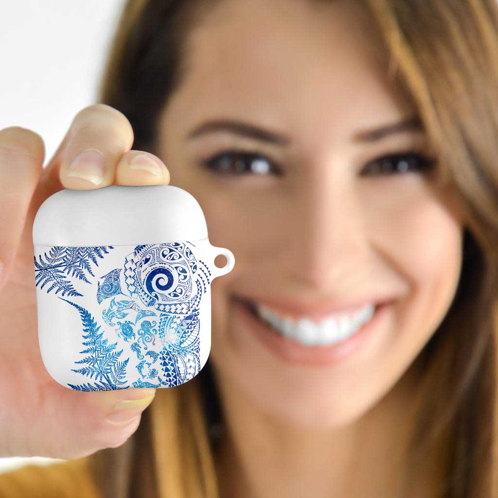 New Zealand Sea Animals AirPods Case with Maori Koru Tribal Tattoo and Silver Ferns Galaxy Style LT03 - Polynesian Pride