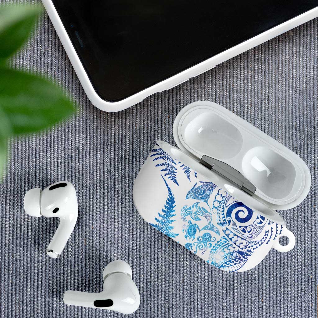 New Zealand Sea Animals AirPods Case with Maori Koru Tribal Tattoo and Silver Ferns Galaxy Style LT03 - Polynesian Pride