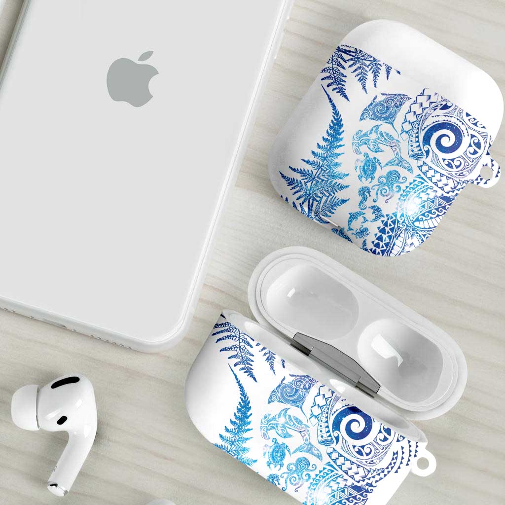 New Zealand Sea Animals AirPods Case with Maori Koru Tribal Tattoo and Silver Ferns Galaxy Style LT03 - Polynesian Pride