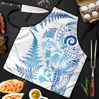 New Zealand Sea Animals Apron with Maori Koru Tribal Tattoo and Silver Ferns Galaxy Style LT03 Multicolor - Polynesian Pride