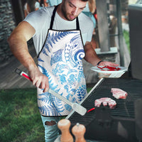 New Zealand Sea Animals Apron with Maori Koru Tribal Tattoo and Silver Ferns Galaxy Style LT03 - Polynesian Pride