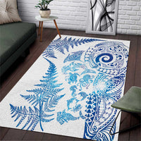 New Zealand Sea Animals Area Rug with Maori Koru Tribal Tattoo and Silver Ferns Galaxy Style LT03 Multicolor - Polynesian Pride