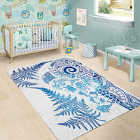 New Zealand Sea Animals Area Rug with Maori Koru Tribal Tattoo and Silver Ferns Galaxy Style LT03 - Polynesian Pride