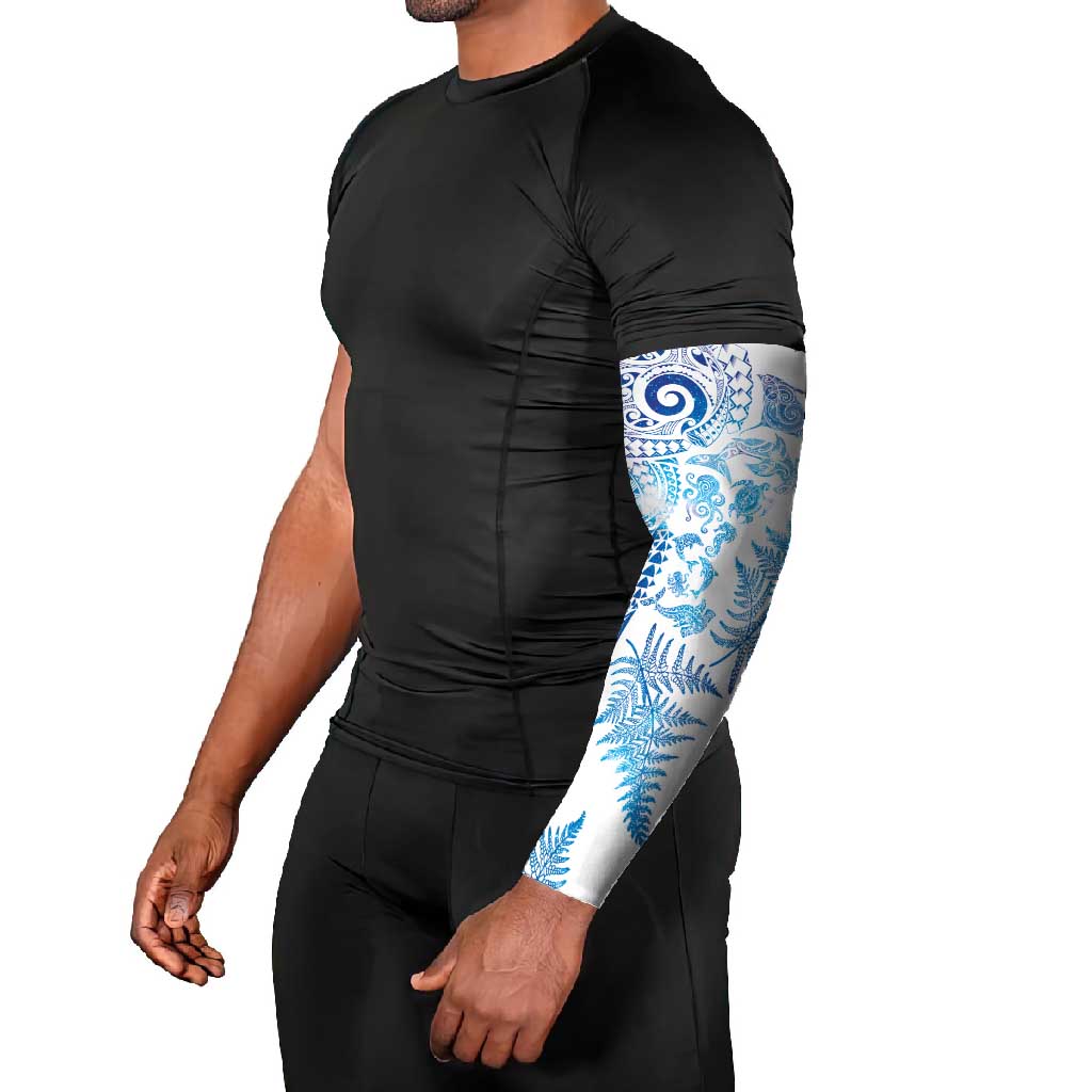 New Zealand Sea Animals Arm Sleeves with Maori Koru Tribal Tattoo and Silver Ferns Galaxy Style LT03 - Polynesian Pride