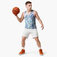 New Zealand Sea Animals Basketball Jersey with Maori Koru Tribal Tattoo and Silver Ferns Galaxy Style LT03 - Polynesian Pride