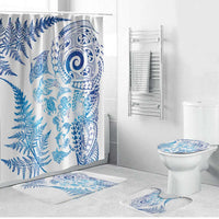New Zealand Sea Animals Bathroom Set with Maori Koru Tribal Tattoo and Silver Ferns Galaxy Style LT03 Bathroom Set (4 pcs) Multicolor - Polynesian Pride