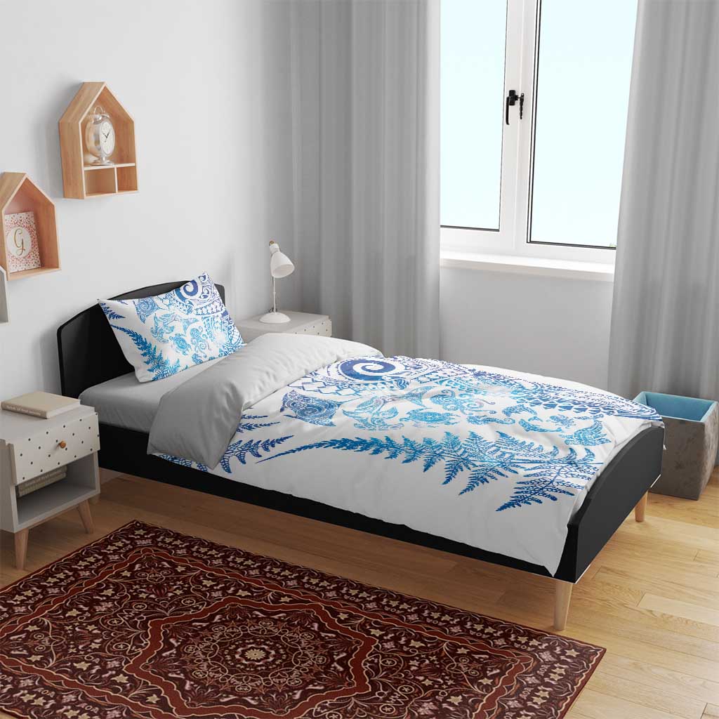 New Zealand Sea Animals Bedding Set with Maori Koru Tribal Tattoo and Silver Ferns Galaxy Style LT03 - Polynesian Pride