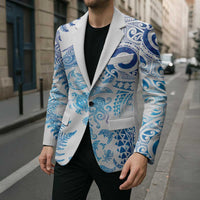 New Zealand Sea Animals Blazer with Maori Koru Tribal Tattoo and Silver Ferns Galaxy Style LT03 - Polynesian Pride