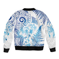 New Zealand Sea Animals Bomber Jacket with Maori Koru Tribal Tattoo and Silver Ferns Galaxy Style LT03 - Polynesian Pride