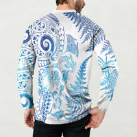 New Zealand Sea Animals Button Sweatshirt with Maori Koru Tribal Tattoo and Silver Ferns Galaxy Style LT03 - Polynesian Pride