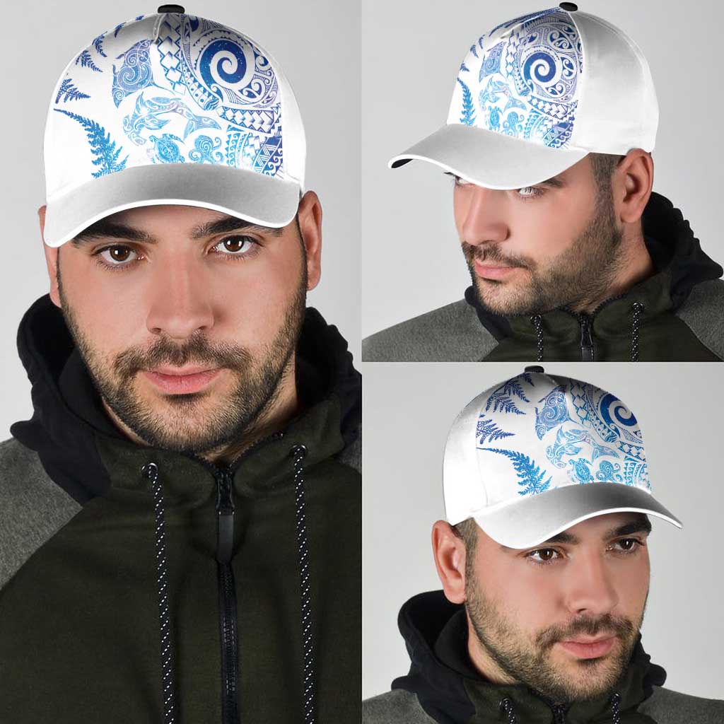 New Zealand Sea Animals Classic Cap with Maori Koru Tribal Tattoo and Silver Ferns Galaxy Style LT03 - Polynesian Pride