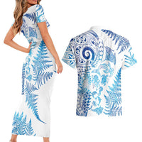 New Zealand Sea Animals Couples Matching Short Sleeve Bodycon Dress and Hawaiian Shirt with Maori Koru Tribal Tattoo and Silver Ferns Galaxy Style LT03 - Polynesian Pride