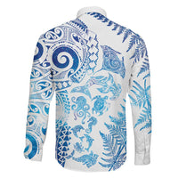 New Zealand Sea Animals Family Matching Puletasi and Hawaiian Shirt with Maori Koru Tribal Tattoo and Silver Ferns Galaxy Style LT03 - Polynesian Pride