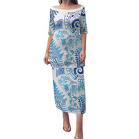 New Zealand Sea Animals Family Matching Puletasi and Hawaiian Shirt with Maori Koru Tribal Tattoo and Silver Ferns Galaxy Style LT03 Mom's Dress Multicolor - Polynesian Pride