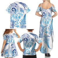 New Zealand Sea Animals Family Matching Summer Maxi Dress and Hawaiian Shirt with Maori Koru Tribal Tattoo and Silver Ferns Galaxy Style LT03 - Polynesian Pride