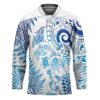 New Zealand Sea Animals Hockey Jersey with Maori Koru Tribal Tattoo and Silver Ferns Galaxy Style LT03 Unisex Multicolor - Polynesian Pride