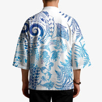 New Zealand Sea Animals Kimono with Maori Koru Tribal Tattoo and Silver Ferns Galaxy Style LT03 - Polynesian Pride