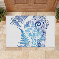 New Zealand Sea Animals Rubber Doormat with Maori Koru Tribal Tattoo and Silver Ferns Galaxy Style LT03 Multicolor - Polynesian Pride
