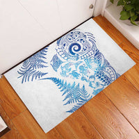New Zealand Sea Animals Rubber Doormat with Maori Koru Tribal Tattoo and Silver Ferns Galaxy Style LT03 - Polynesian Pride