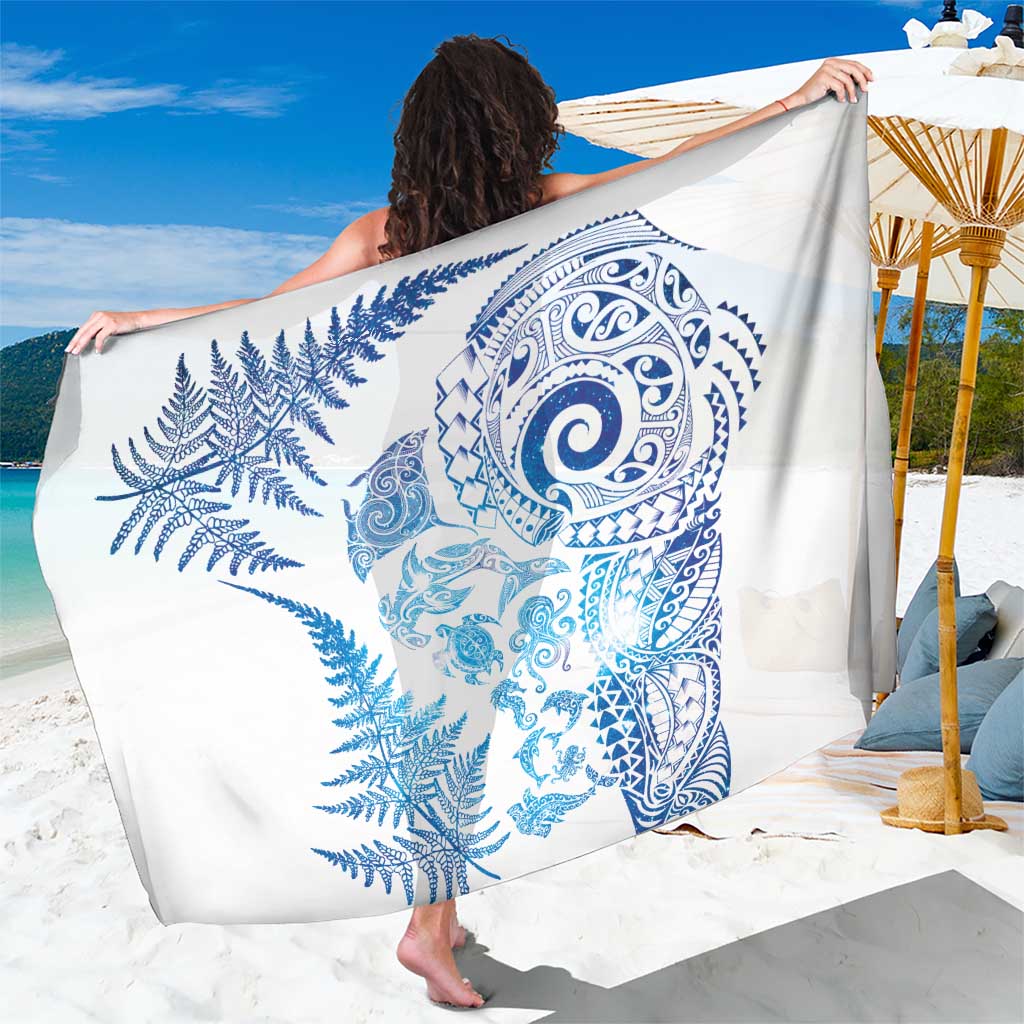 New Zealand Sea Animals Sarong with Maori Koru Tribal Tattoo and Silver Ferns Galaxy Style LT03 One Size 44 x 66 inches Multicolor - Polynesian Pride