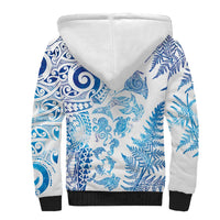 New Zealand Sea Animals Sherpa Hoodie with Maori Koru Tribal Tattoo and Silver Ferns Galaxy Style LT03 - Polynesian Pride