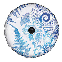 New Zealand Sea Animals Spare Tire Cover with Maori Koru Tribal Tattoo and Silver Ferns Galaxy Style LT03 - Polynesian Pride