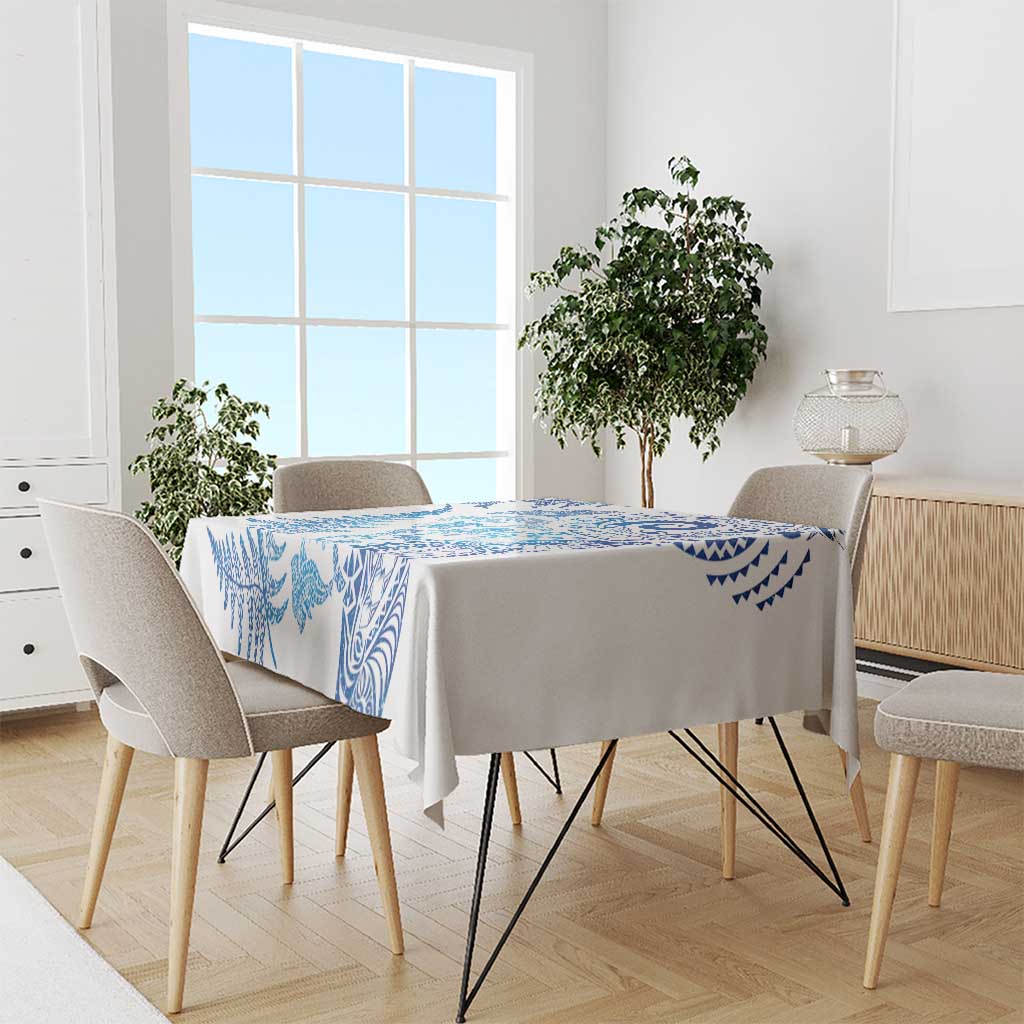 New Zealand Sea Animals Tablecloth with Maori Koru Tribal Tattoo and Silver Ferns Galaxy Style LT03 - Polynesian Pride