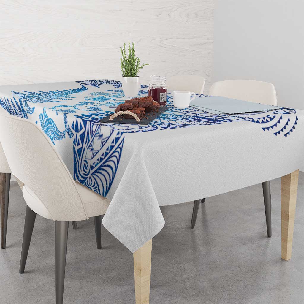 New Zealand Sea Animals Tablecloth with Maori Koru Tribal Tattoo and Silver Ferns Galaxy Style LT03 - Polynesian Pride