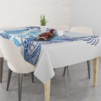 New Zealand Sea Animals Tablecloth with Maori Koru Tribal Tattoo and Silver Ferns Galaxy Style LT03 - Polynesian Pride