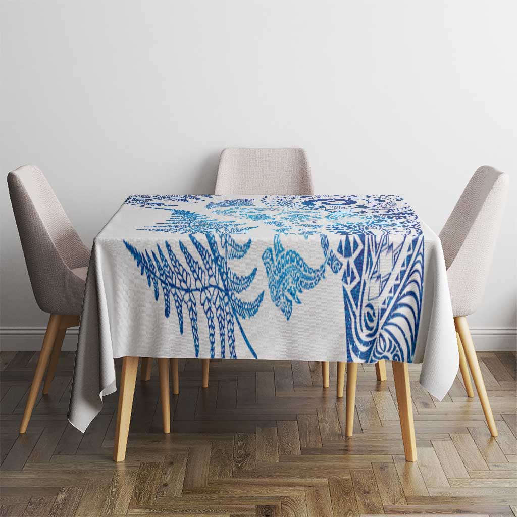 New Zealand Sea Animals Tablecloth with Maori Koru Tribal Tattoo and Silver Ferns Galaxy Style LT03 - Polynesian Pride