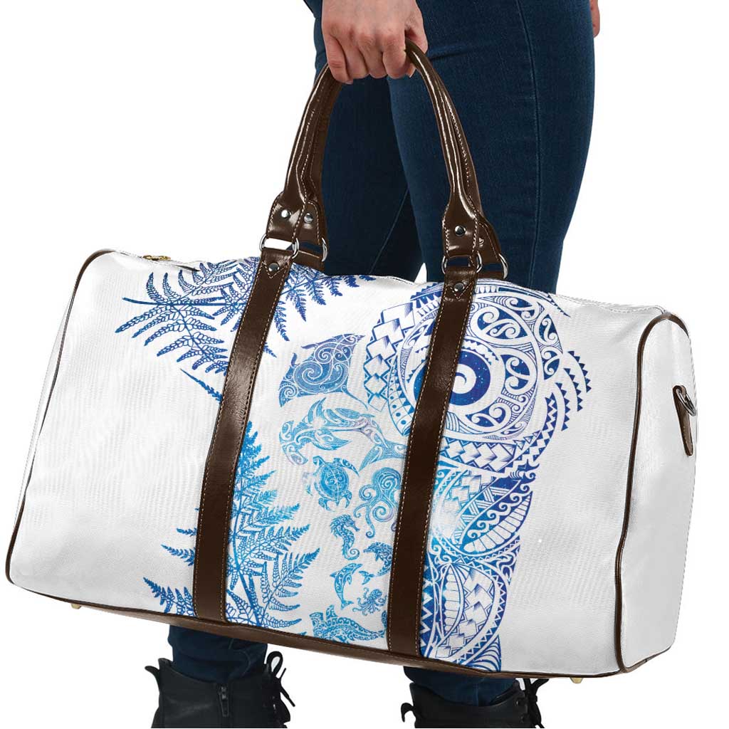 New Zealand Sea Animals Travel Bag with Maori Koru Tribal Tattoo and Silver Ferns Galaxy Style LT03 - Polynesian Pride