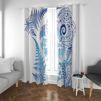 New Zealand Sea Animals Window Curtain with Maori Koru Tribal Tattoo and Silver Ferns Galaxy Style LT03 With Grommets Multicolor - Polynesian Pride
