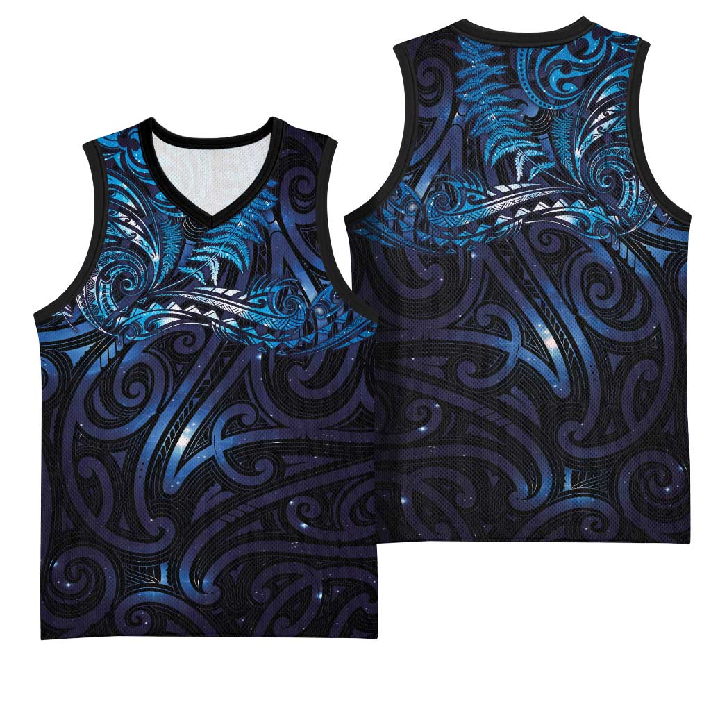 New Zealand New Year-Matariki Basketball Jersey Aotearoa Maori Tattoo Galaxy Sky LT03 - Polynesian Pride