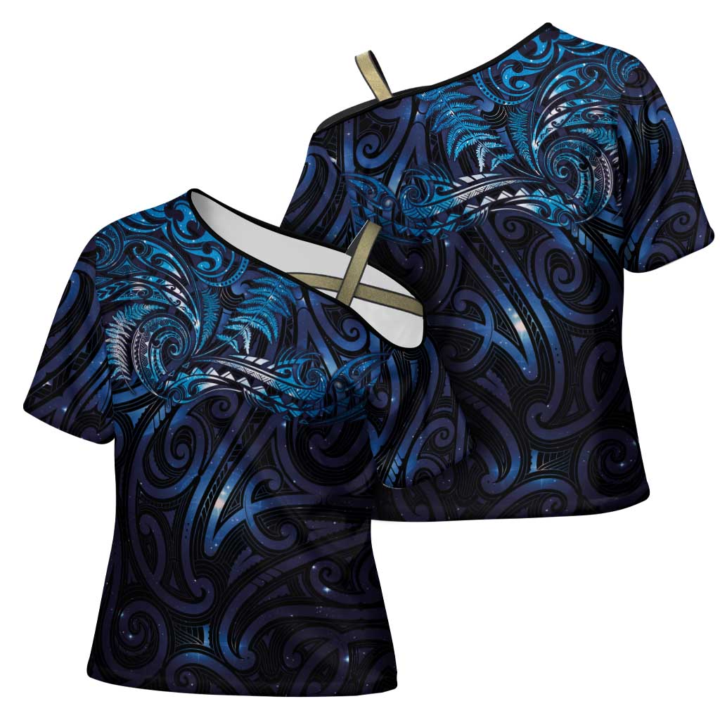 New Zealand New Year-Matariki Cross Shoulder Shirt Aotearoa Maori Tattoo Galaxy Sky LT03 - Polynesian Pride