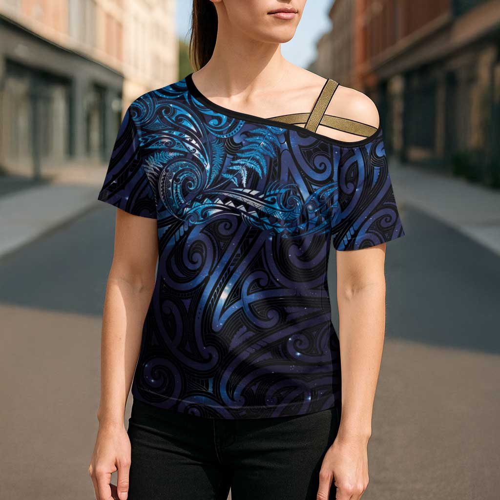 New Zealand New Year-Matariki Cross Shoulder Shirt Aotearoa Maori Tattoo Galaxy Sky LT03 - Polynesian Pride