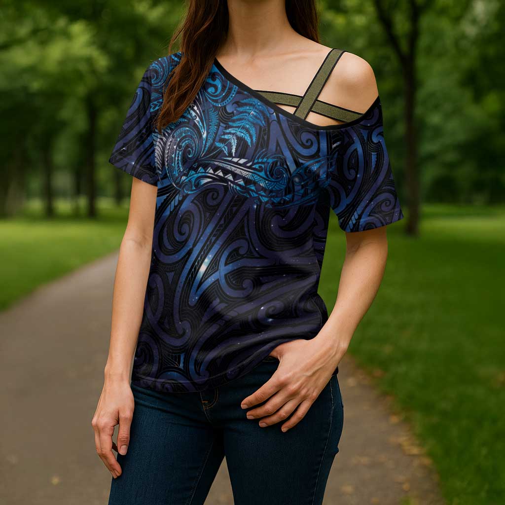 New Zealand New Year-Matariki Cross Shoulder Shirt Aotearoa Maori Tattoo Galaxy Sky LT03 - Polynesian Pride
