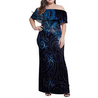 New Zealand New Year-Matariki Family Matching Off Shoulder Maxi Dress and Hawaiian Shirt Aotearoa Maori Tattoo Galaxy Sky LT03 Mom's Dress Multicolor - Polynesian Pride