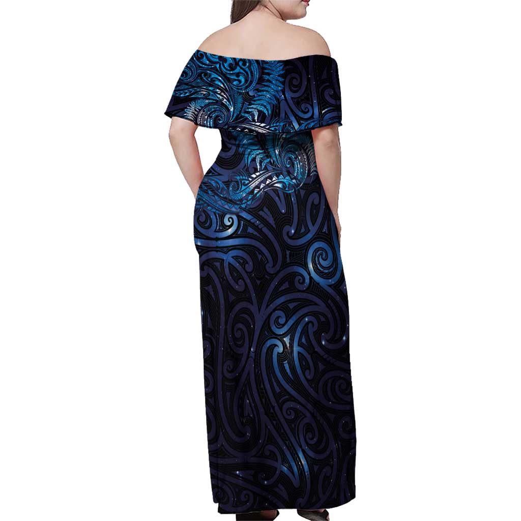 New Zealand New Year-Matariki Family Matching Off Shoulder Maxi Dress and Hawaiian Shirt Aotearoa Maori Tattoo Galaxy Sky LT03 - Polynesian Pride