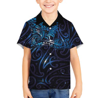 New Zealand New Year-Matariki Family Matching Off Shoulder Maxi Dress and Hawaiian Shirt Aotearoa Maori Tattoo Galaxy Sky LT03 Son's Shirt Multicolor - Polynesian Pride