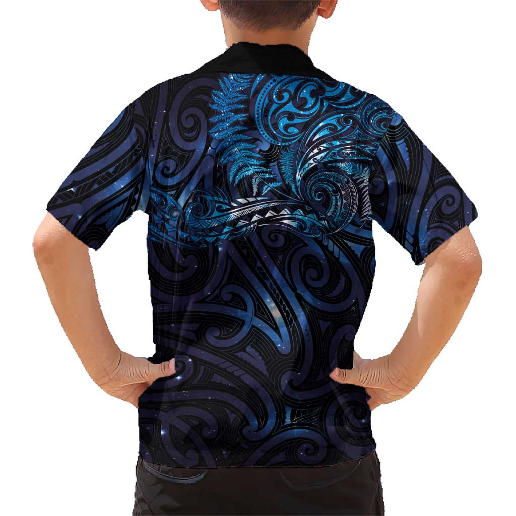 New Zealand New Year-Matariki Family Matching Off Shoulder Short Dress and Hawaiian Shirt Aotearoa Maori Tattoo Galaxy Sky LT03 - Polynesian Pride